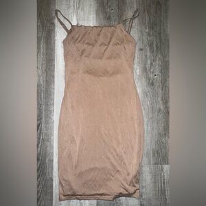 Lulu's Tan Strapless Bodycon Dress for Night Out